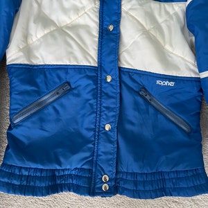 Vintage Ski Coat, Ski Jacket, Blue Jacket, Topher Jacket, Ladies Ski Coat, Blue White Coat, Mid Century Clothing, 1960s, 1970s image 7