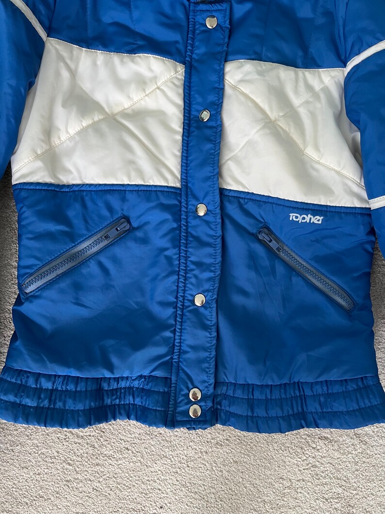 Vintage Ski Coat, Ski Jacket, Blue Jacket, Topher Jacket, Ladies Ski Coat, Blue White Coat, Mid Century Clothing, 1960s, 1970s image 7
