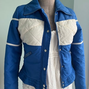 Vintage Ski Coat, Ski Jacket, Blue Jacket, Topher Jacket, Ladies Ski Coat, Blue White Coat, Mid Century Clothing, 1960s, 1970s image 2