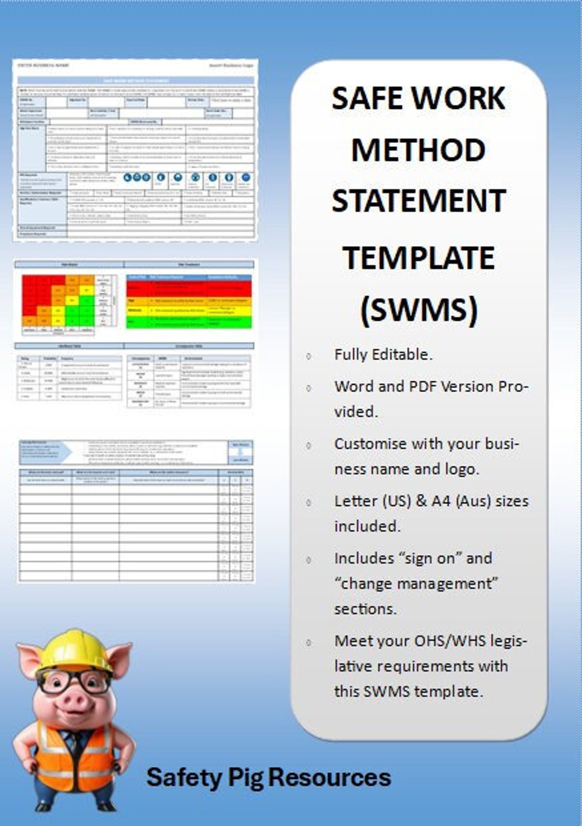 Safe Work Method Statement Template - Etsy