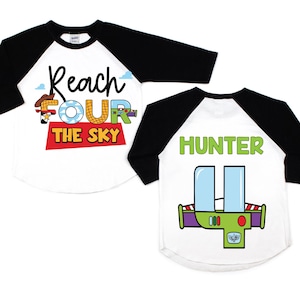 Toy Story 4th Birthday Shirt | Woody Jessie Buzz Custom Age Space Theme Kids Tee