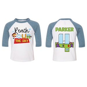 Reach Four Shirt, 4th Birthday Tee, Toy Theme Story Shirt, Four the sky, Birthday Shirt, 4th Bday Shirt, Sky Theme Shirt, Space 4th