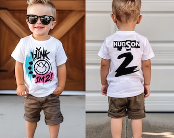 Blink I’m 2 Birthday Shirt, 2nd Birthday Boy Girl Shirt, Punk Rock Toddler Birthday Tee, Personalized Name Age Shirt, Matching Family Shirts