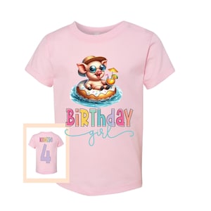 Cute Pig in Pool Birthday Shirt, Customizable, Kids and Toddler Unisex Personalized Birthday Shirt