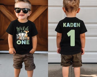 Wild One Birthday Shirt Boy, First Birthday Boy Outfit, Personalized Safari Birthday Shirt, Custom Name 1st Birthday Tee, Jungle Birthday