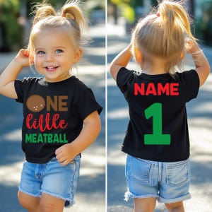 Camiseta One Little Meatball para o Primeiro Aniversário | Camiseta com Tema Italiano para Bebê | Blusa Fofa para Comemoração do Primeiro Ano