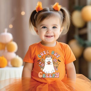 Maglietta personalizzata per bambini carina ma inquietante per la stagione di Halloween, maglietta grafica di Halloween per bambini, maglietta "dolcetto o scherzetto" per bambini e neonati