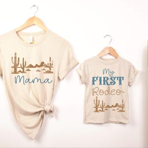 Customized First Birthday Kid’s T-Shirt | My First Rodeo, Custom with Name, Toddler Tee | Wild West Western Rodeo Cowboy Desert Shirt