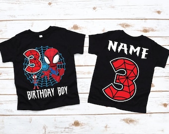 Custom Spidey Superhero Birthday Shirt for Kids - Marvel-Inspired Age Tee for Spider-Themed Party