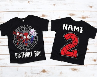 Spidey Birthday, Custom Age Tee, Kids Bday Shirt, Age Birthday Tee, Spider Theme, Birthday Shirt, Custom Kids Tee, Spider Party, Spidey