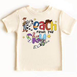 Reach Four the sky, 4th Birthday Shirt, Customizable, Kids and Toddler Unisex Personalized Birthday Shirt