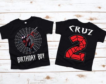 Personalized Spider-Themed Birthday Shirt for Kids - Custom Age Superhero Tee with Miles Morales Design