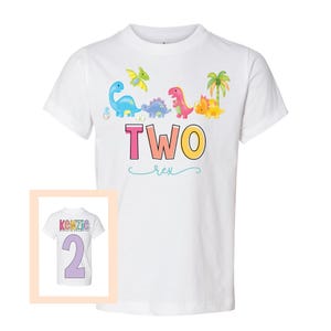 Two Rex Birthday Girl Shirt, Dinosaur Girls Shirt, Dino Theme Party, Dinosaur Party Shirt, Custom Birthday T-Shirt for Kids and Toddlers