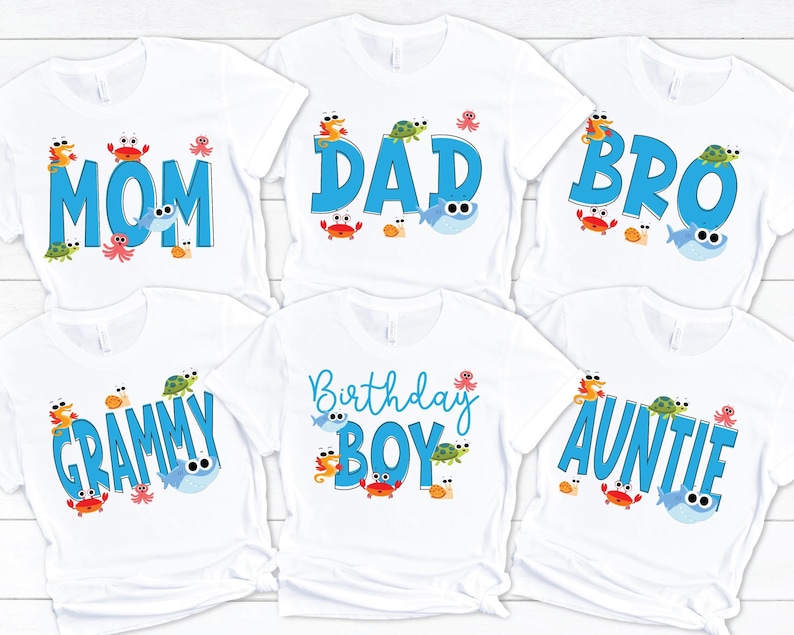 Personalized Shark Family Birthday Shirts: Customizable Under the Sea ...