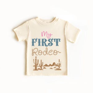 Customized First Birthday Kid’s T-Shirt | My First Rodeo, Custom with Name, Toddler Tee | Wild West Western Rodeo Cowboy Desert Shirt