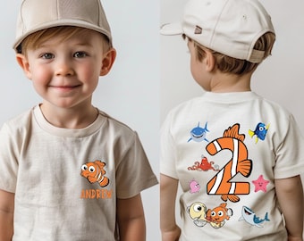 Clown Fish Birthday Shirt, Under the sea shirt, Diving into Three, Ocean Party, Ocean Animals, Fish Party, Turtle, Fish, Clownfish, Shark