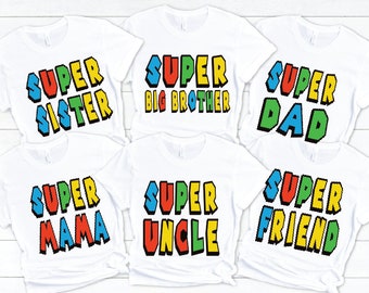 Gamer Style Brüder Familie Geburtstag Shirt, Super Familie Shirts, Geburtstagsparty Shirt, Benutzerdefinierte Mario Style Geburtstags-Kleinkind-T-Shirt