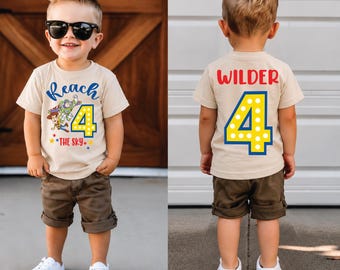 Reach for the Sky 4th Birthday Shirt | Space Themed Toy Story Inspired Tee for Kids' Special Day