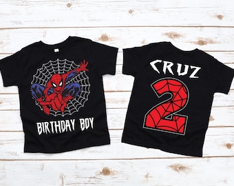 Spidey Birthday, Custom Age Tee, Kids Bday Shirt, Age Birthday Tee, Spider Theme, Birthday Shirt, Custom Kids Tee, Spider Party, Spidey