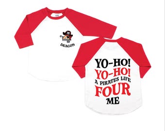 Yo Ho Pirate Birthday Shirt Personalized Kids Family Matching Party Ahoy Matey Captain Custom Age Tee
