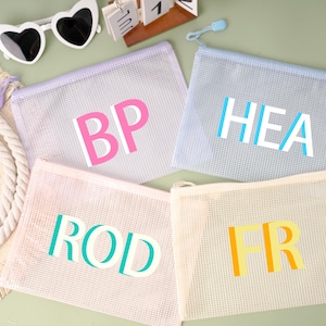 Personalized Monogram Pool Bag,Custom Bridesmaid Beach Tote,Bachelorette Party Favor,Wet Bag SPF Bag,Girls Trip Storage Pouch,Can use Logo