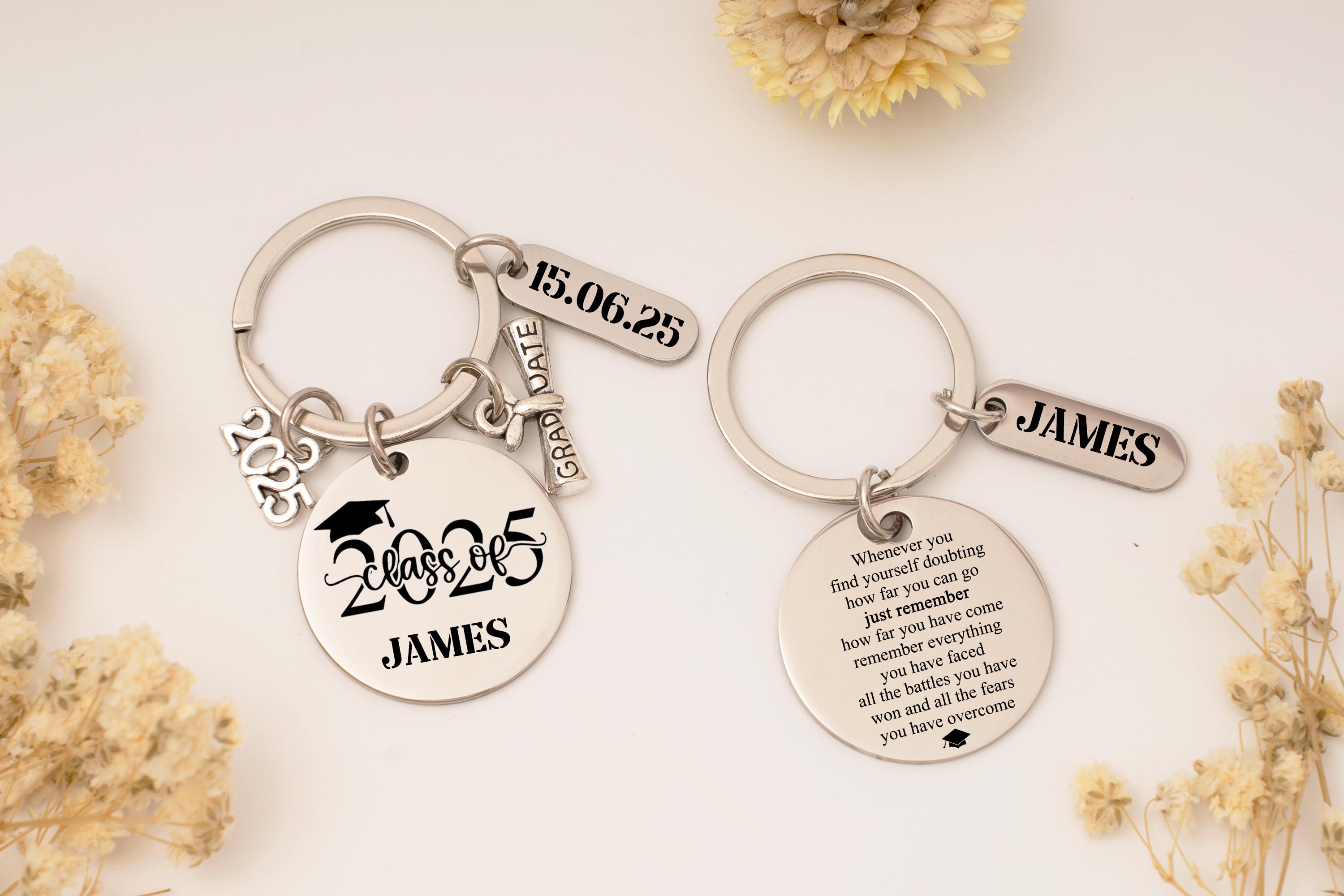 2025 Graduation Keychain Class Of - Stainless Steel Inspirational Gift ...