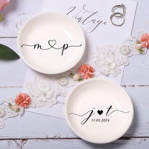 Custom Engraved Ring Dish, Romantic Wedding Gift for Couples, Personalized with Names and Date, Beautiful Jewelry Tray for Bride and Groom