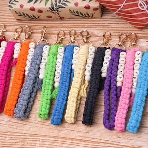 Custom Macrame Keychain - Bridesmaid Proposal Gift with Boho Beads | Wedding Party Favors  Name Keychain Gift for Bridesmaid Proposal