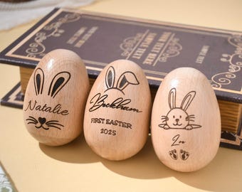 Personalisiertes musikalisches Osterei, graviertes Osterei Namensgeschenk, Oster-Shaker-Ei für Kinder, Osterrassel-Babygeschenk, 1