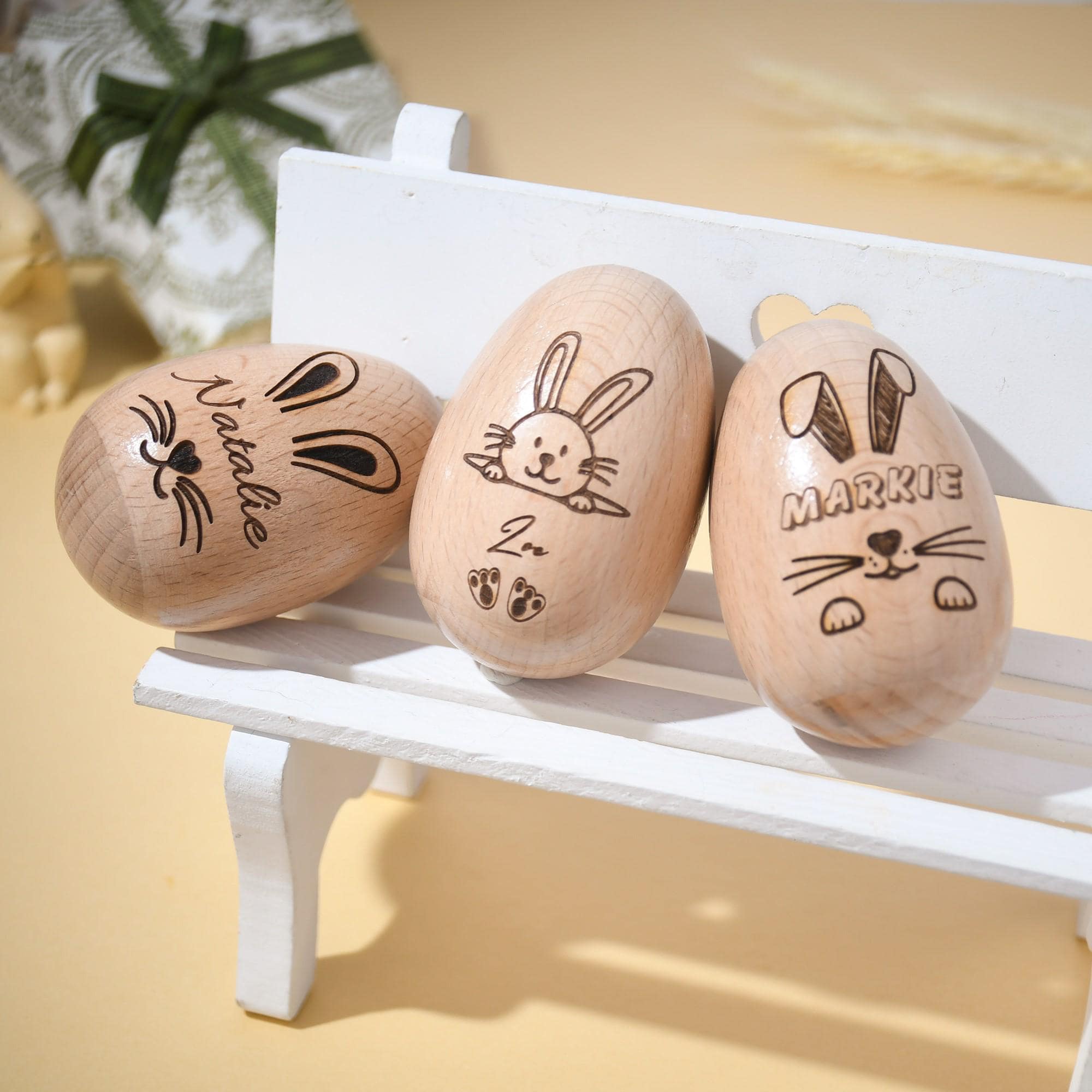 Wooden Shaker Eggs For Babies Personalized Musical Easter Egg