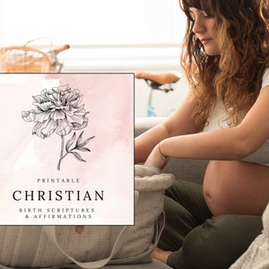 Cartes imprimables d'Écritures et d'affirmations de naissance chrétienne - Parfaites pour un cadeau de baby shower, une aide à l'accouchement, un cadeau de future maman,