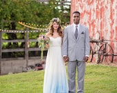Something Blue Dip Dyed Ombré Silk Tulle Wedding Dress - Julia