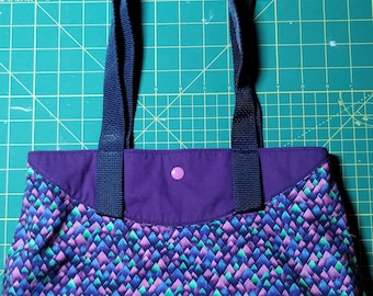 Medium Purse with snap closure, Purple Print Purse