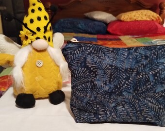 Blue batik makeup bag, toiletry bag, medicine bag