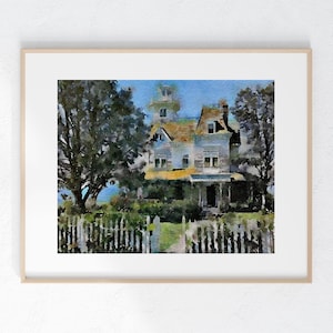 Owen&#39;s House Watercolor Print 8 x 10 unframed home decor small gift