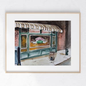 Coffee Shop watercolor Print 8 x 10 unframed home decor small gift TV Show