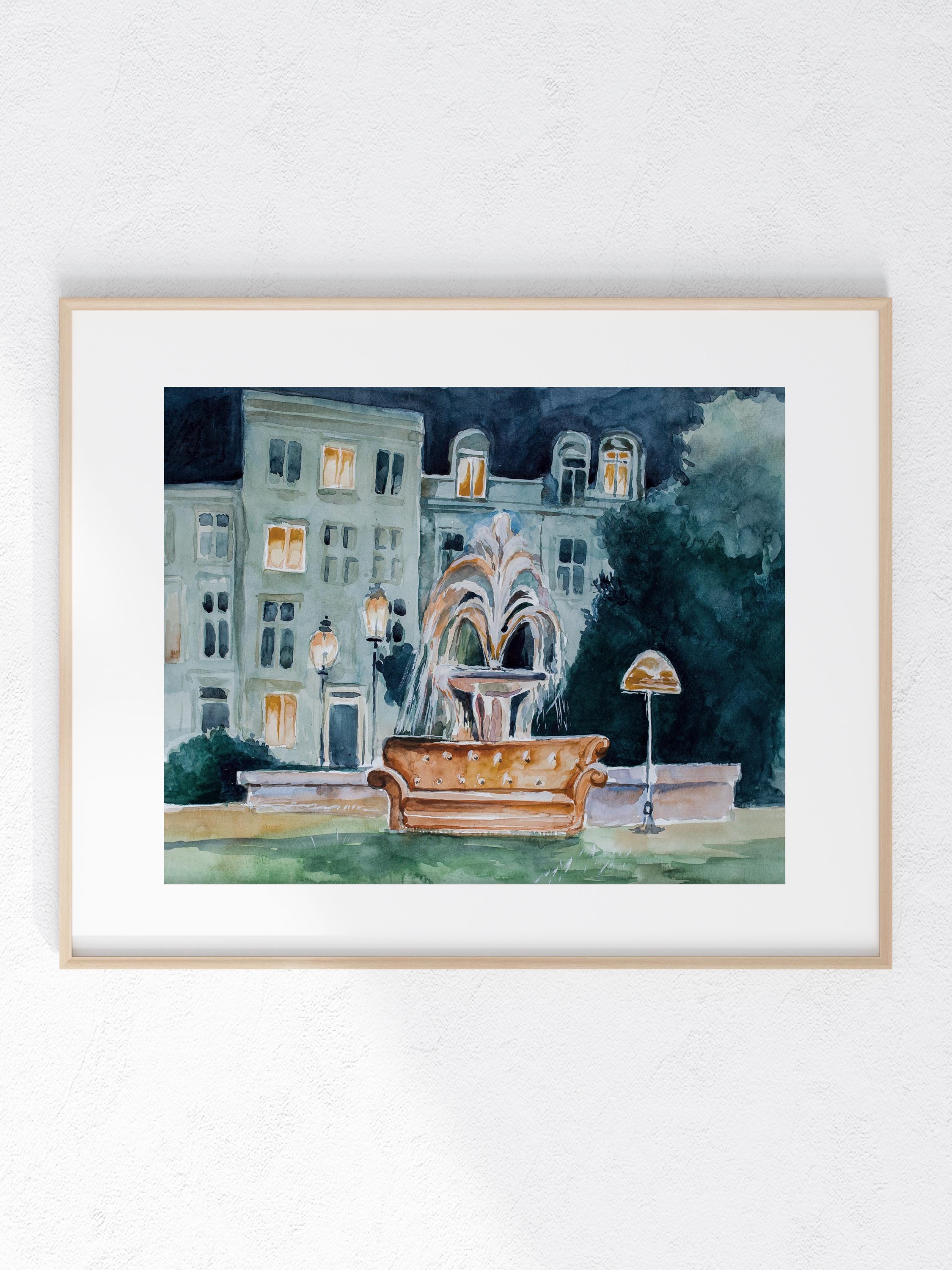 Central Park watercolor Print 8 x 10 unframed home decor small gift TV Show