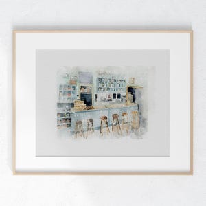 TV Show Diner Watercolor Print 8 x 10 unframed home decor small gift