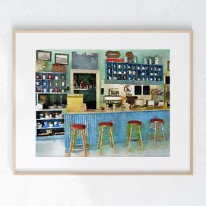 TV Show Diner Watercolor Print 8 x 10 unframed home decor small gift