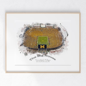 Michigan Stadium Football Print 8 x 10 unframed home sports decor Alma Mater