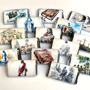 50 Jesus Christian  Mini Candy Bar Wrappers for favors small gifts * Wrappers Only * DIY Gift