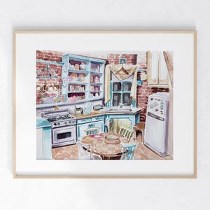 Monica&#39;s Kitchen watercolor Print 8 x 10 unframed home decor small gift TV Show