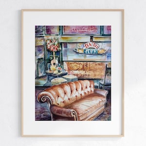 Coffee Shop watercolor Print 8 x 10 unframed home decor small gift