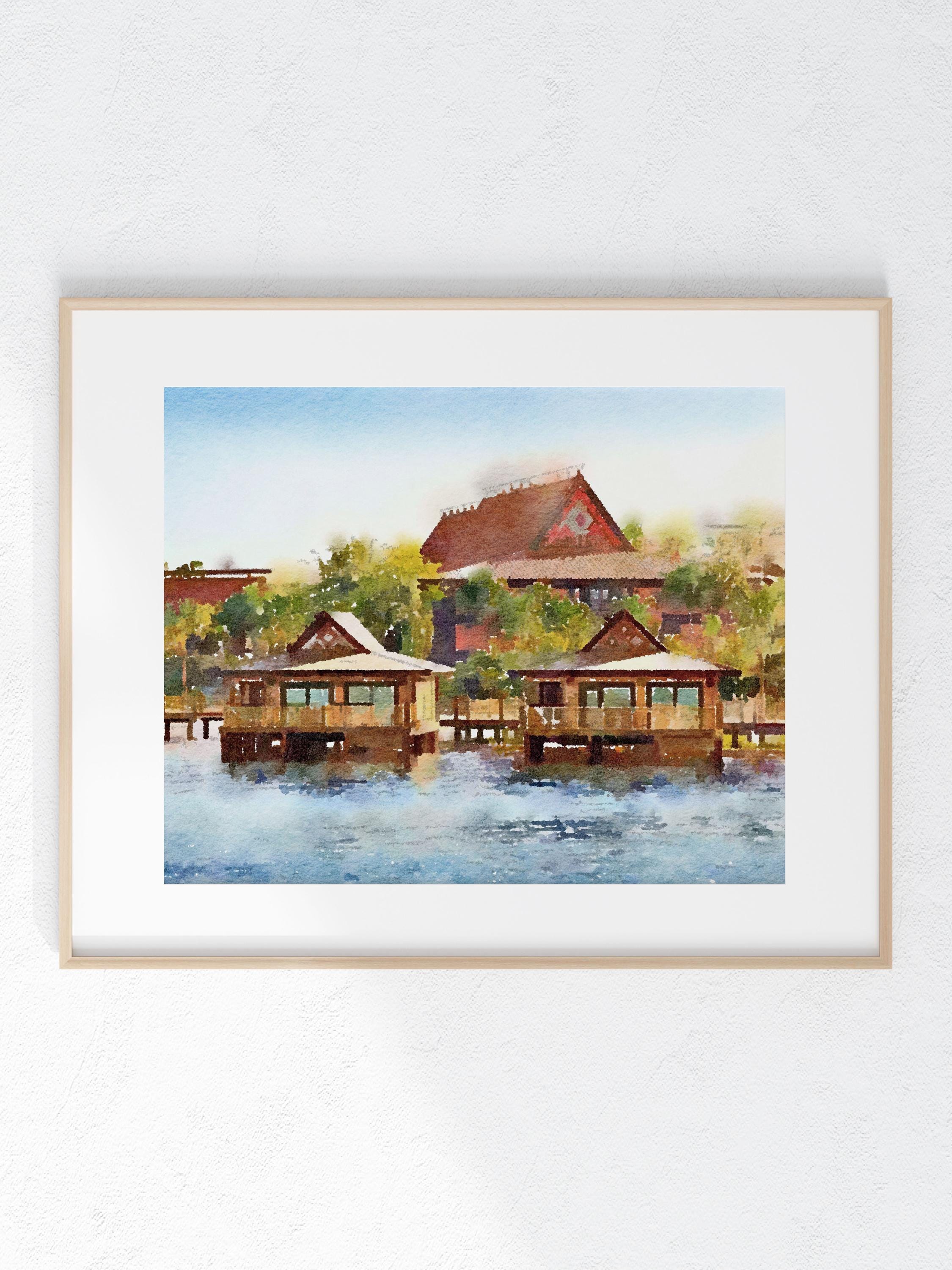 Disney Polynesian Resort Watercolor Print 8 x 10 unframed home Disney decor