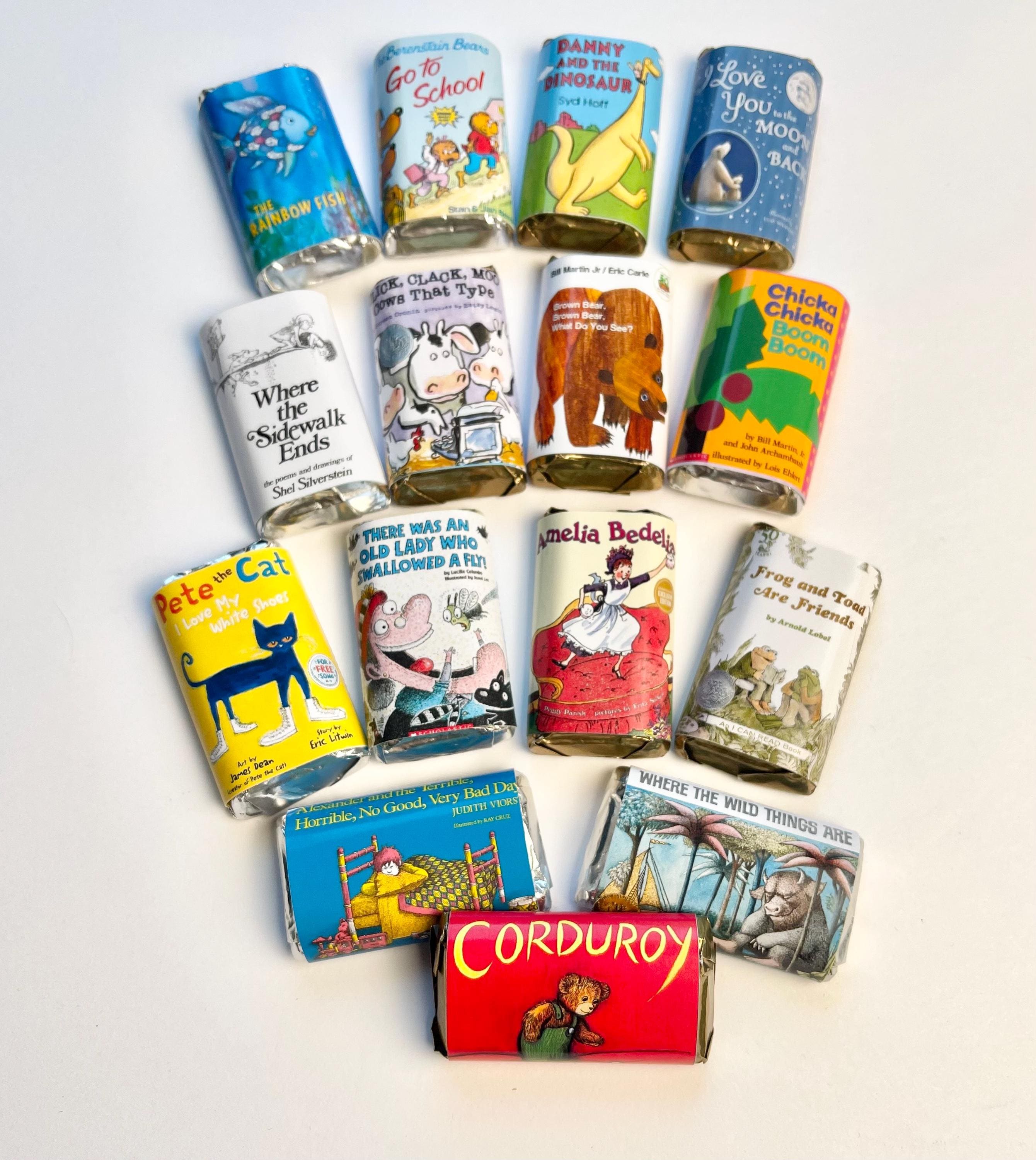 50 Children's Books Personalized Mini Candy Bar Wrappers for party favors small gifts