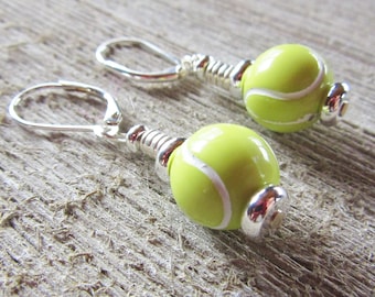 TENNIS BALL EARRINGS, Gift for Tennis Player, Woman's Jewelry, Tennis Pro Bling, Fun Novelty Sports Earrings, tennis tournament jewelry