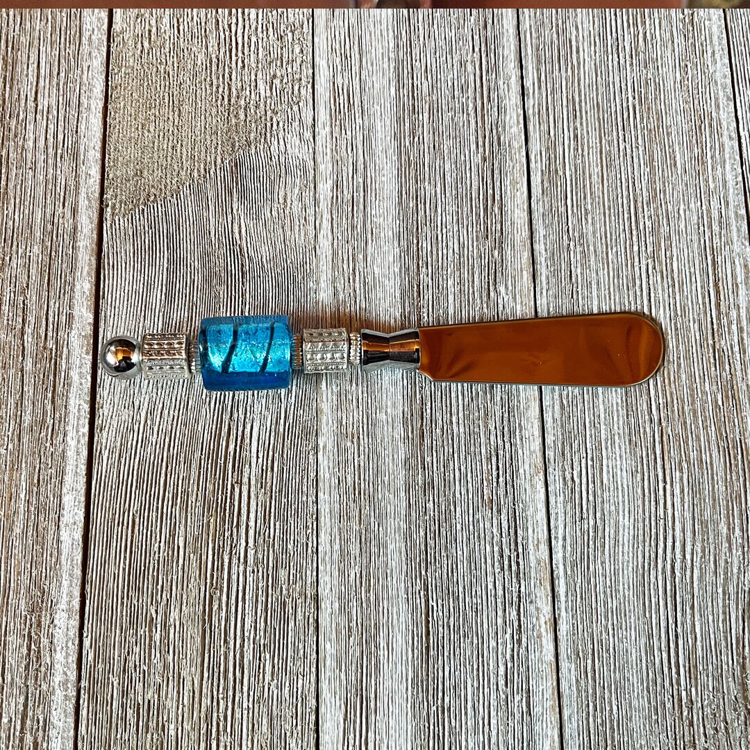 Soft CHEESE Spreader KNIFE Art Glass Beaded Knife Beaded Handle Knive