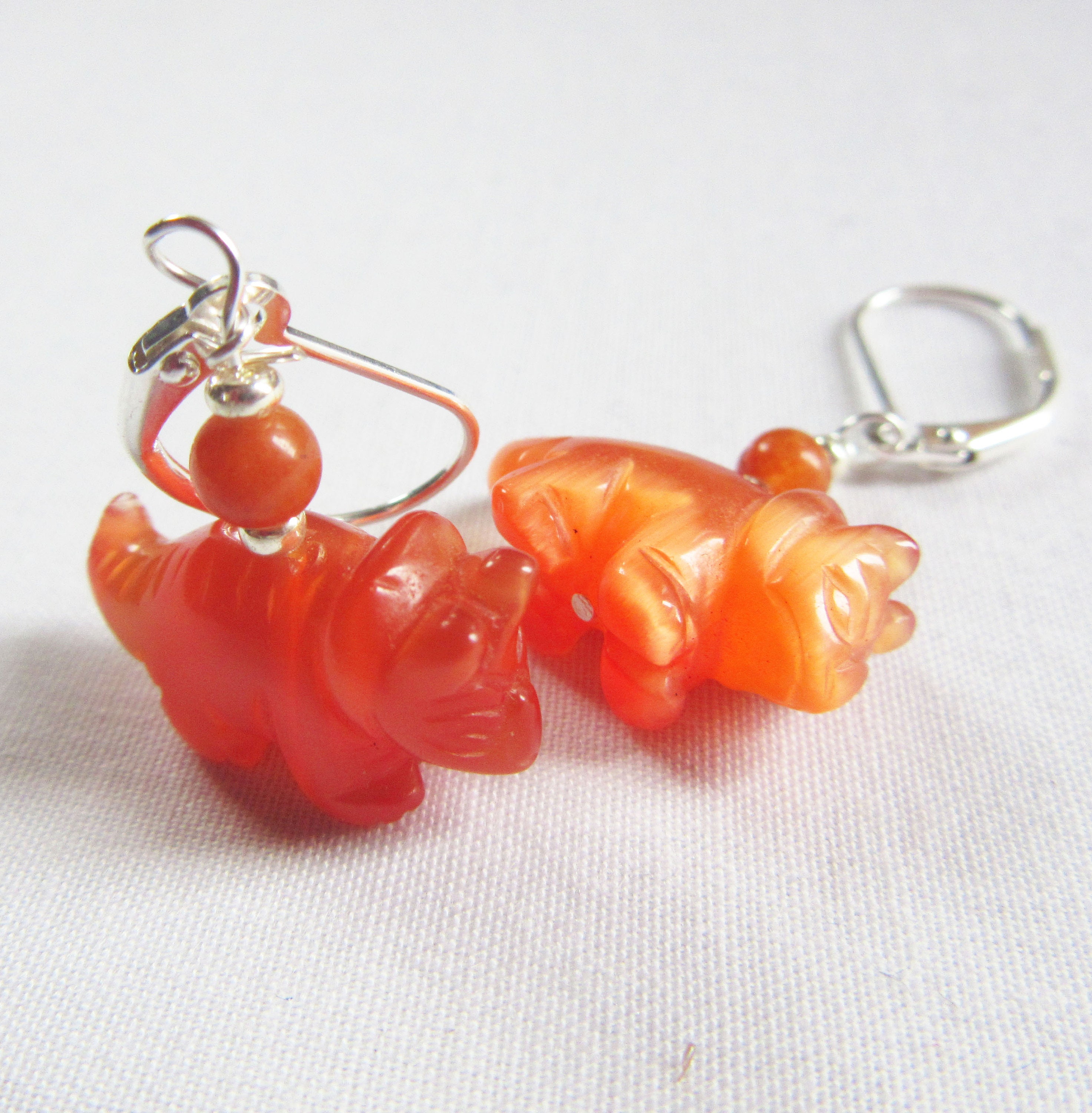 Dinosaur Earrings; Red; Jewelry