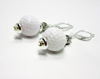 Golf Earrings a Gift for Woman Golfer. Golf Ball Jewelry a Fun Novelty. To wear while you putt around - not to tee you off