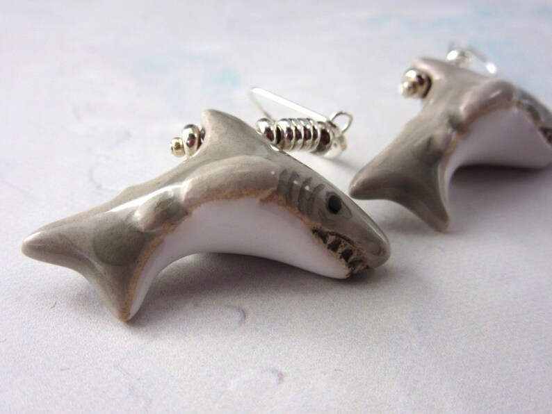 CUTE SHARK EARRINGS Earlobe Earrings Painted Fish Earring Etsy